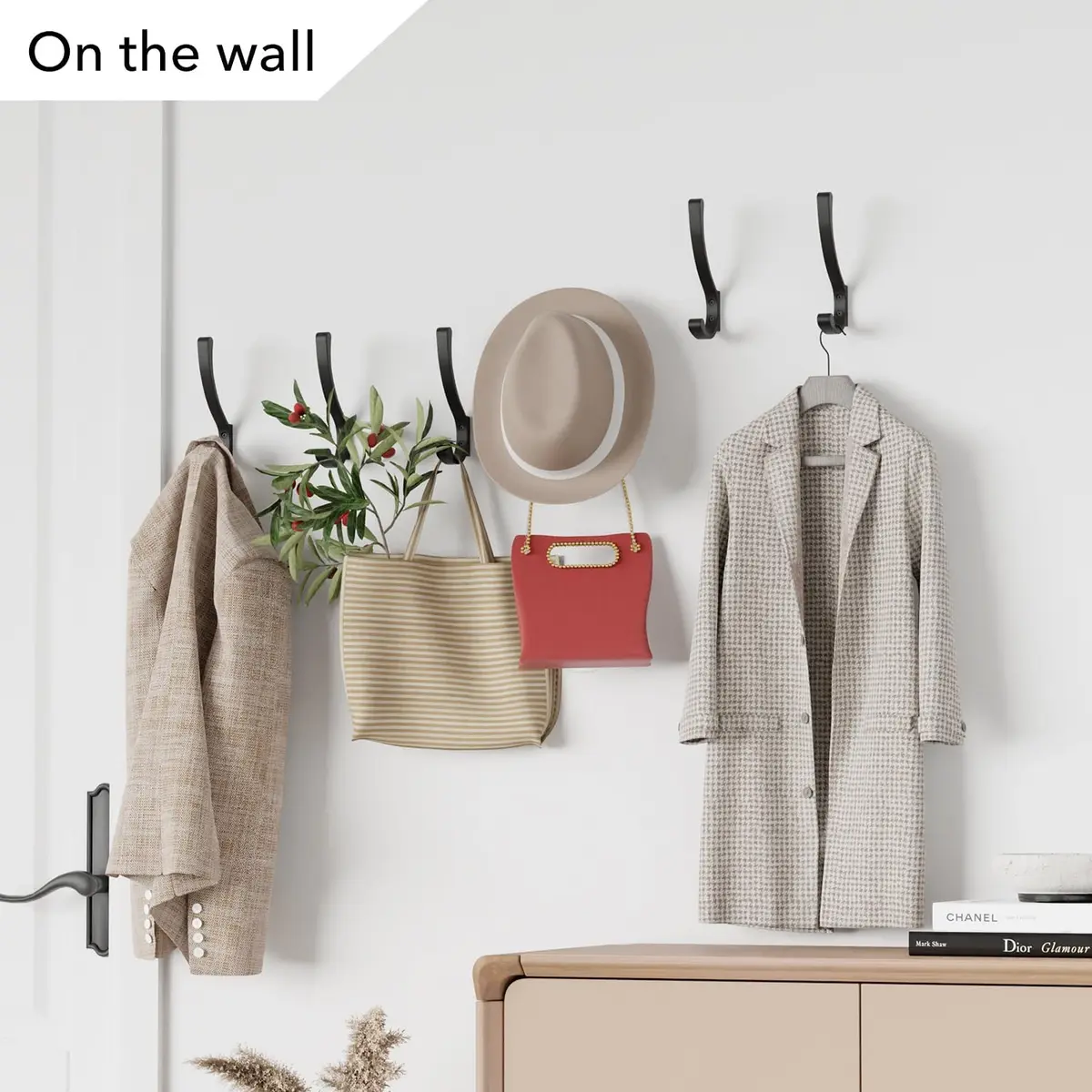 saffruff Heavy Duty Wall Mounted Coat Hooks 8 Pack | Supports 30 lbs, Rustproof Aluminum, Easy Install - view 5