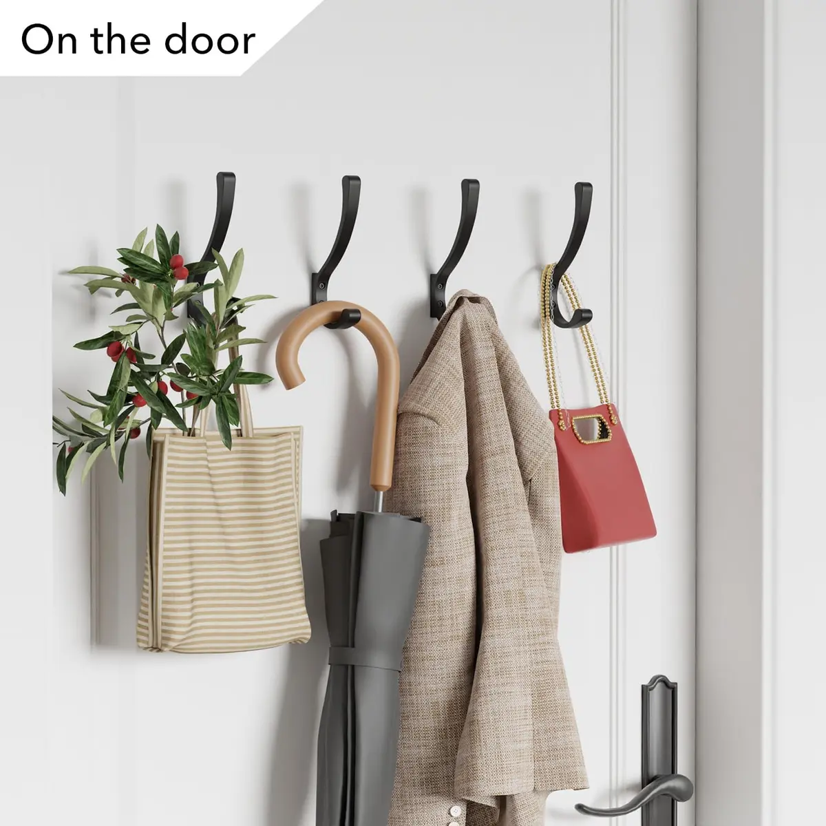 saffruff Heavy Duty Wall Mounted Coat Hooks 8 Pack | Supports 30 lbs, Rustproof Aluminum, Easy Install - view 6