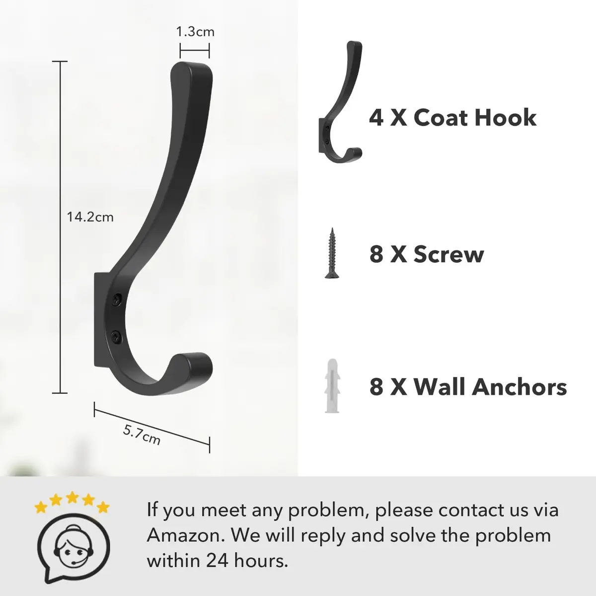 saffruff Heavy Duty Wall Mounted Coat Hooks 8 Pack | Supports 30 lbs, Rustproof Aluminum, Easy Install - view 8