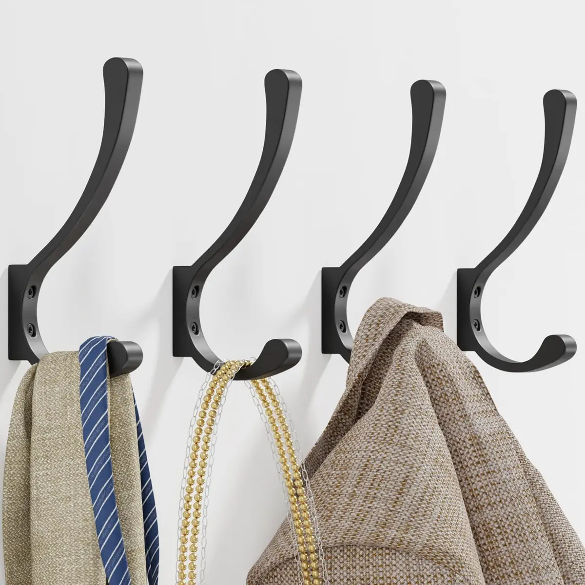 saffruff Heavy Duty Wall Mounted Coat Hooks 8 Pack | Supports 30 lbs, Rustproof Aluminum, Easy Install - view 9