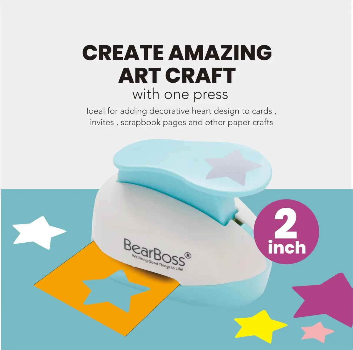 BearBoss Star Paper Punch 2 Inch | Handmade Scrapbook Paper Puncher for Card Making & DIY Crafts - view 2