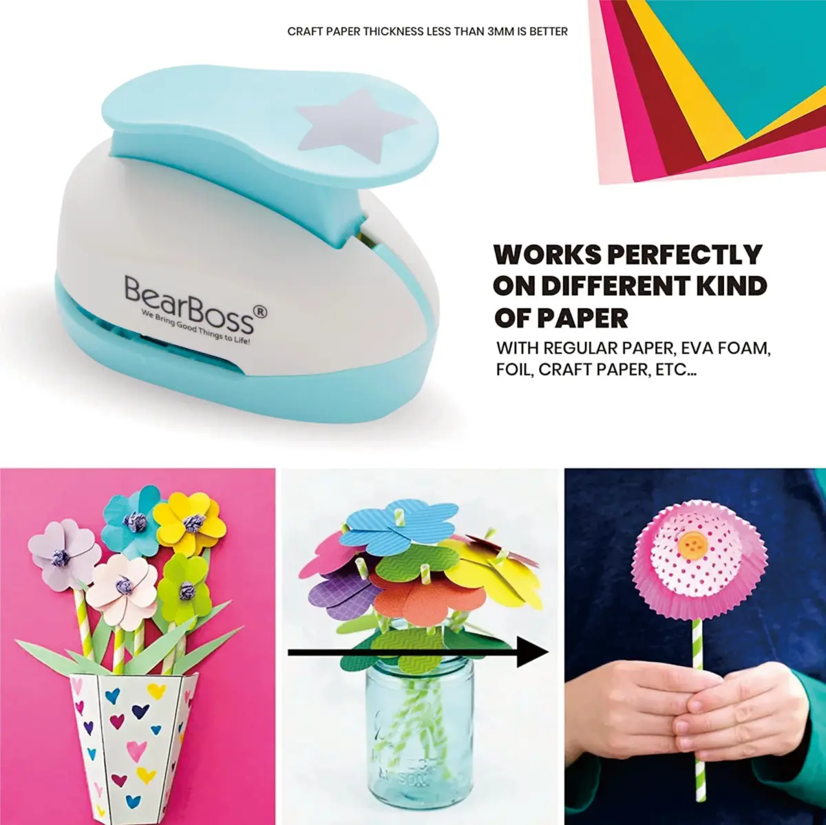 BearBoss Star Paper Punch 2 Inch | Handmade Scrapbook Paper Puncher for Card Making & DIY Crafts - view 4