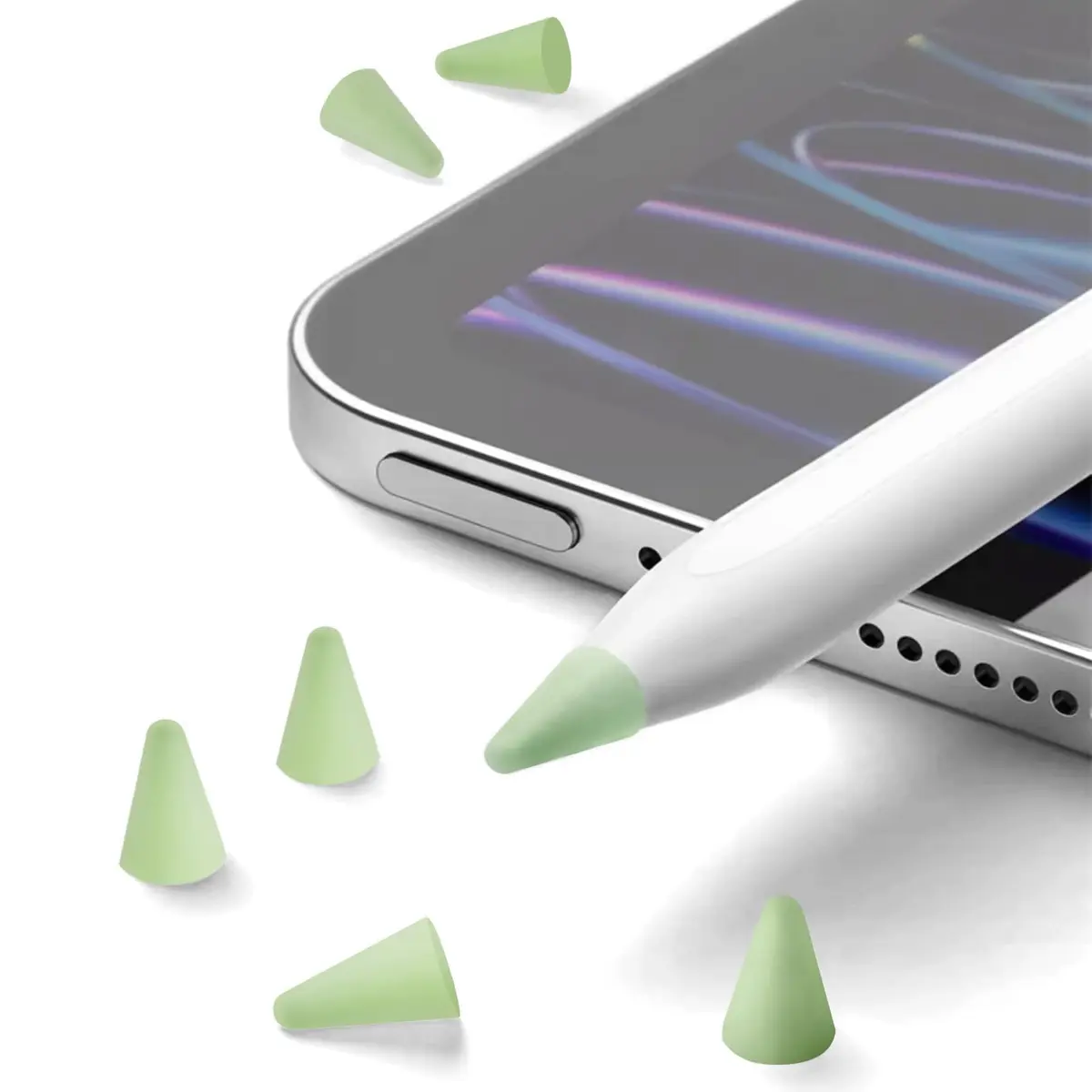 YBSUCLD Silicone Pencil Nib Sleeves for Apple Pencil 1/2/Pro/USB-C, 100pcs Green | Protects Screen & Extends Tip Life - view 4