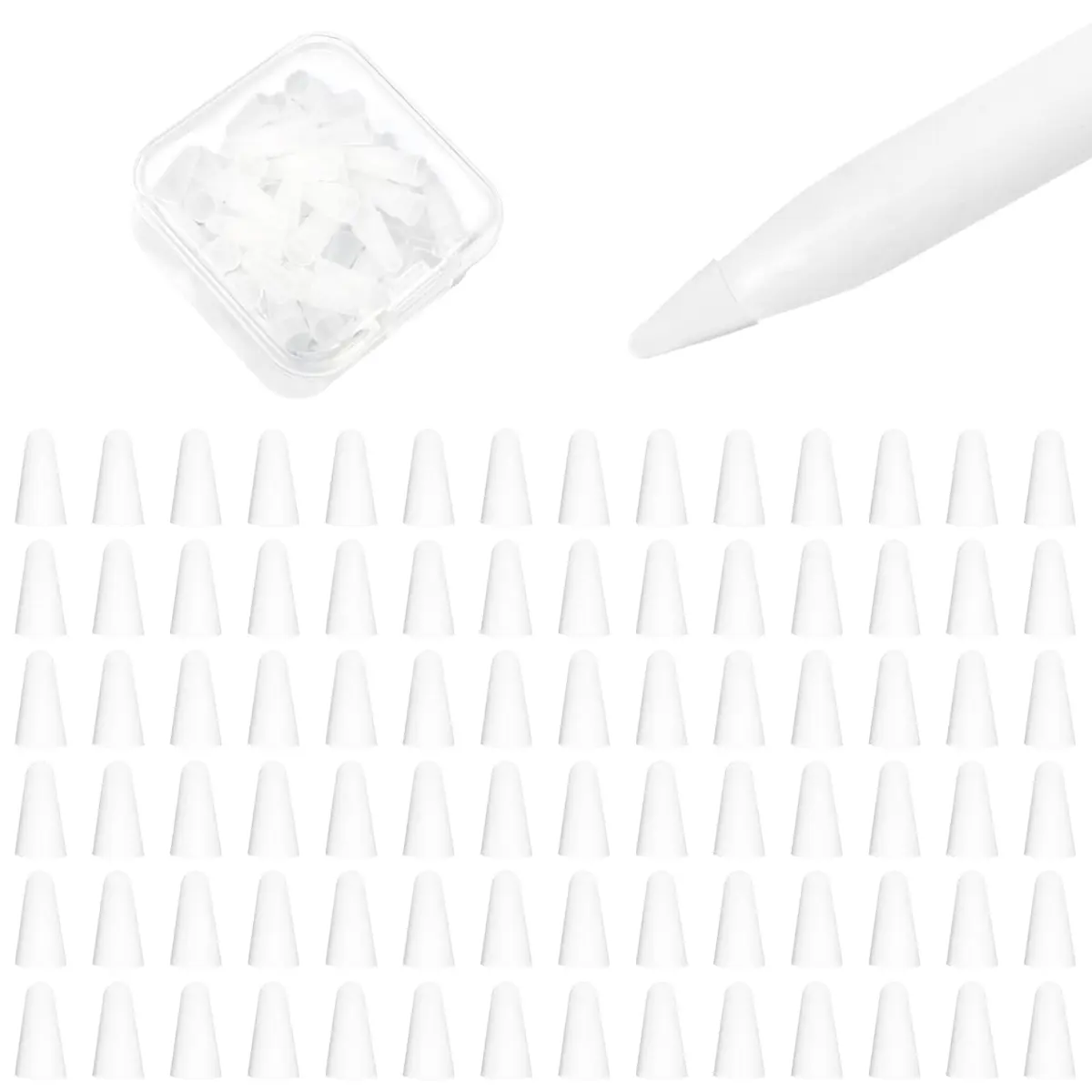 YBSUCLD Silicone Pencil Nib Sleeves for Apple Pencil 1/2/Pro/USB-C, 100pcs (20g) | Protects Screen & Extends Tip Life - main product image