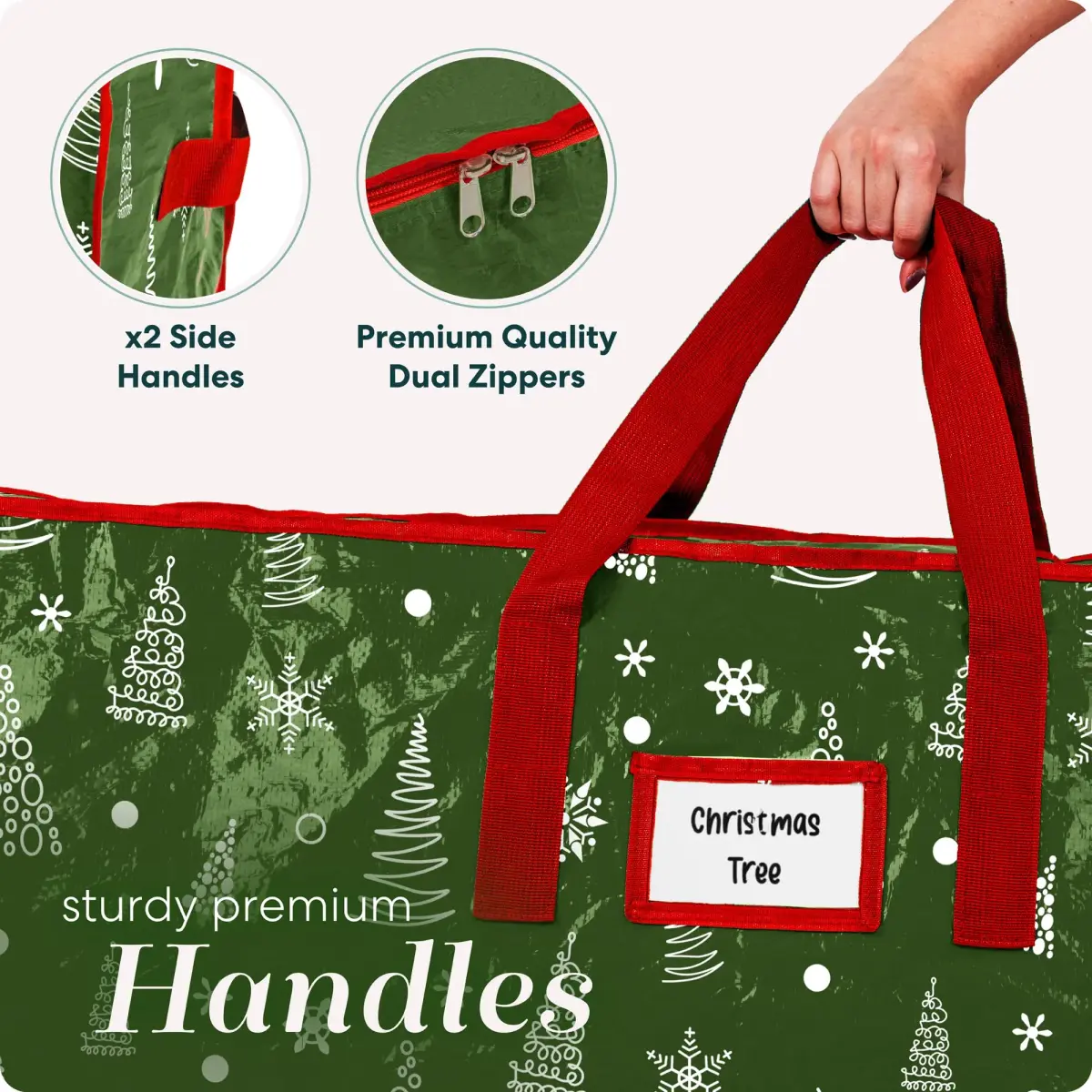 Handy Laundry Christmas Tree Storage Bag for 7.5 Foot Artificial Trees | Durable Waterproof Material with Handles - view 3