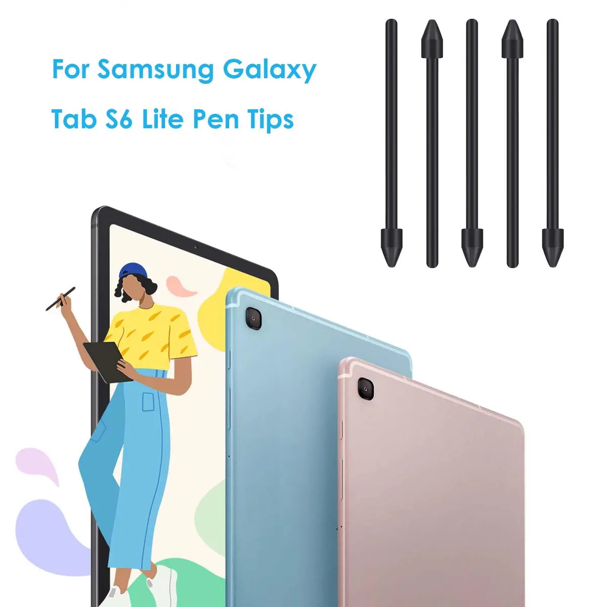 CaoXiong Titanium Alloy S Pen Nibs for Samsung Galaxy Tab S6 Lite Stylus Pen Tips with Tweezer (5 Pcs) - view 2