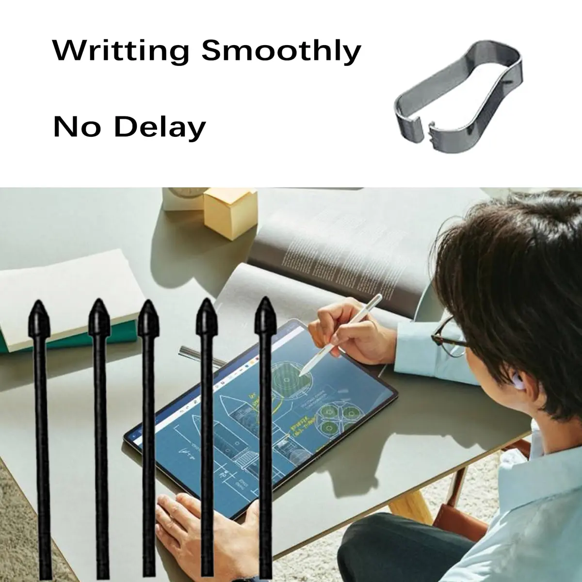 Dakexiong 5 Pack Galaxy Tab S9 Ultra S Pen Tips | Replacement Stylus Nibs for Samsung Galaxy Tab S9 Plus (Black) + Tweezer - view 3