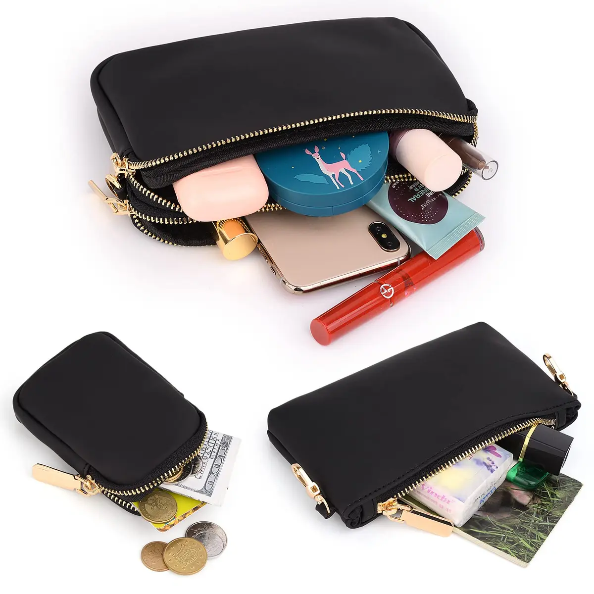 UTO Small Crossbody Bags 3 in 1 Trendy Belt Purse Fanny Chest Pack White B | Water-Resistant Synthetic Leather - view 8