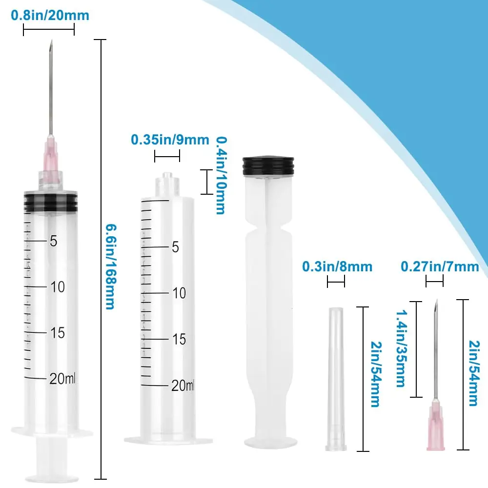 A AKRAF Disposable Syringes 20ml with Needle 18G 1.5" | Sterile Lab & Craft Tool - view 5