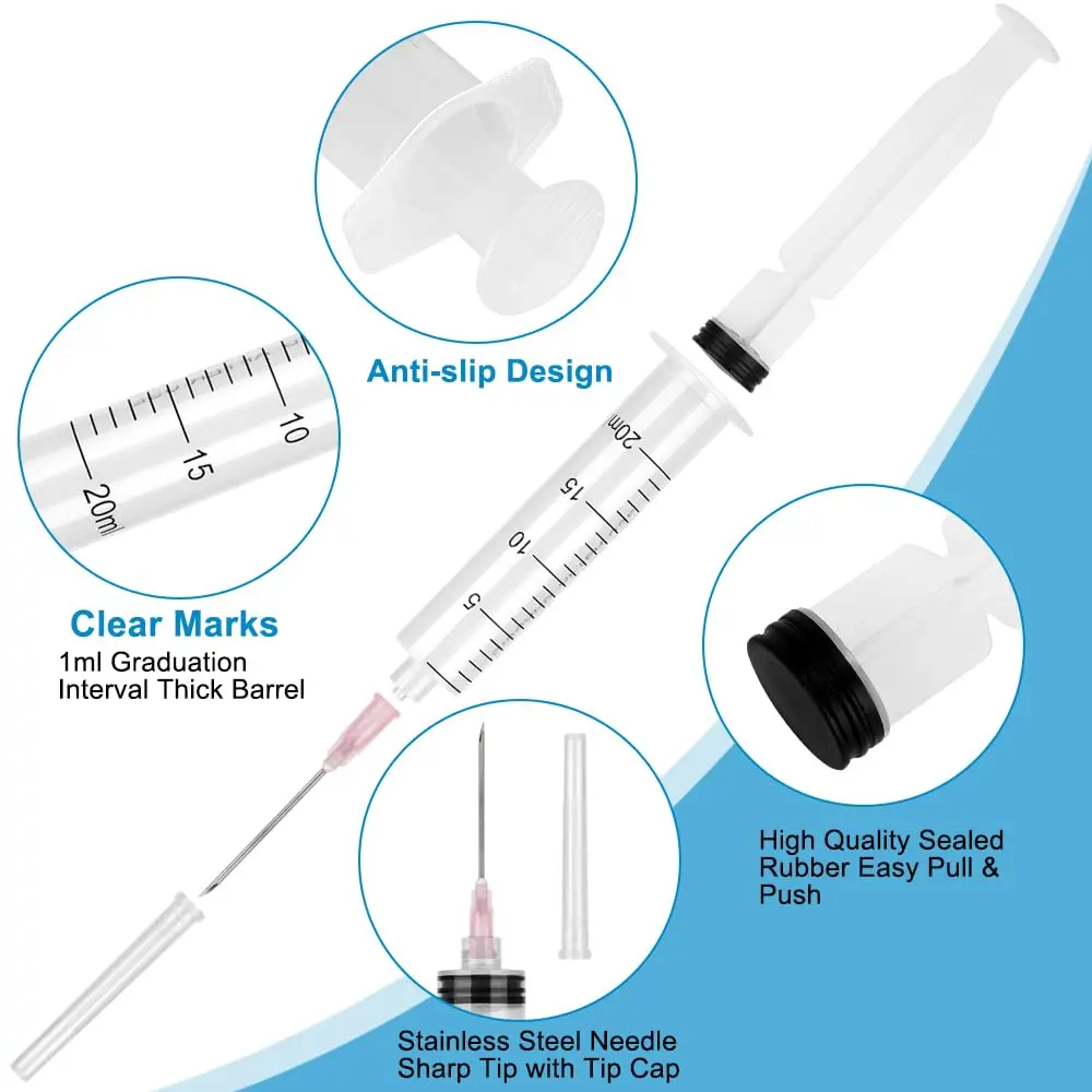 A AKRAF Disposable Syringes 20ml with Needle 18G 1.5" | Sterile Lab & Craft Tool - view 3