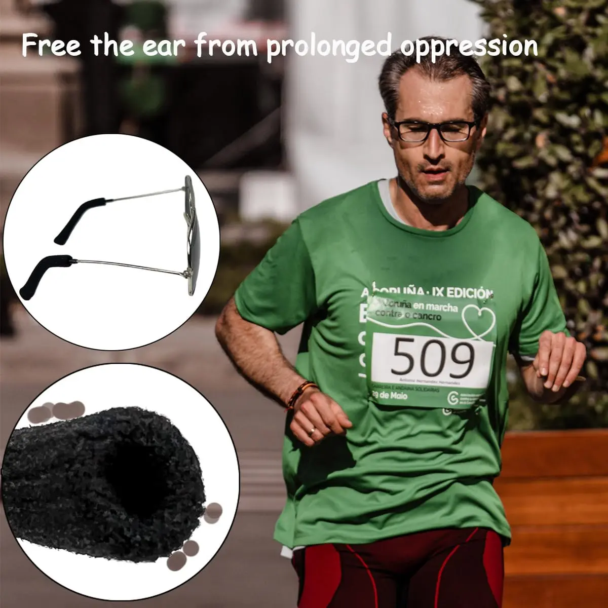 Qoaimu Soft Cotton Glasses Ear Cushions | Anti-Slip Elastic Eyeglass Ear Pads for Comfort & Sweat Absorption - view 7