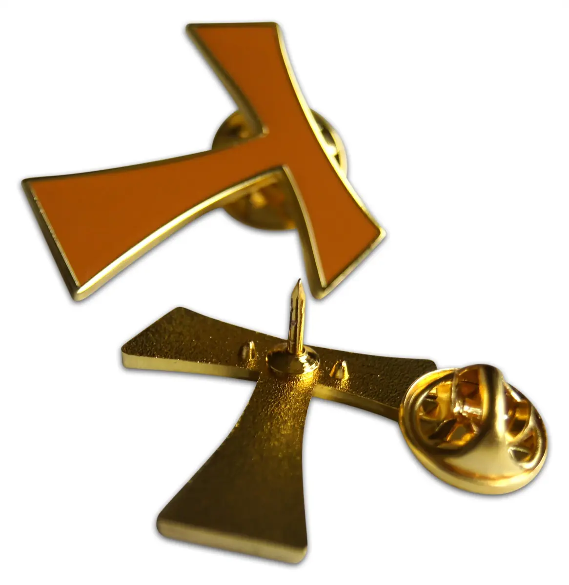 Novel Merk Christian Cross Icon Religious Lapel Pin, Hat Pin & Tie Tack Set with Clutch Back (3-Franciscan Tau) | Durable Metal, Vibrant Enamel Colors - view 4