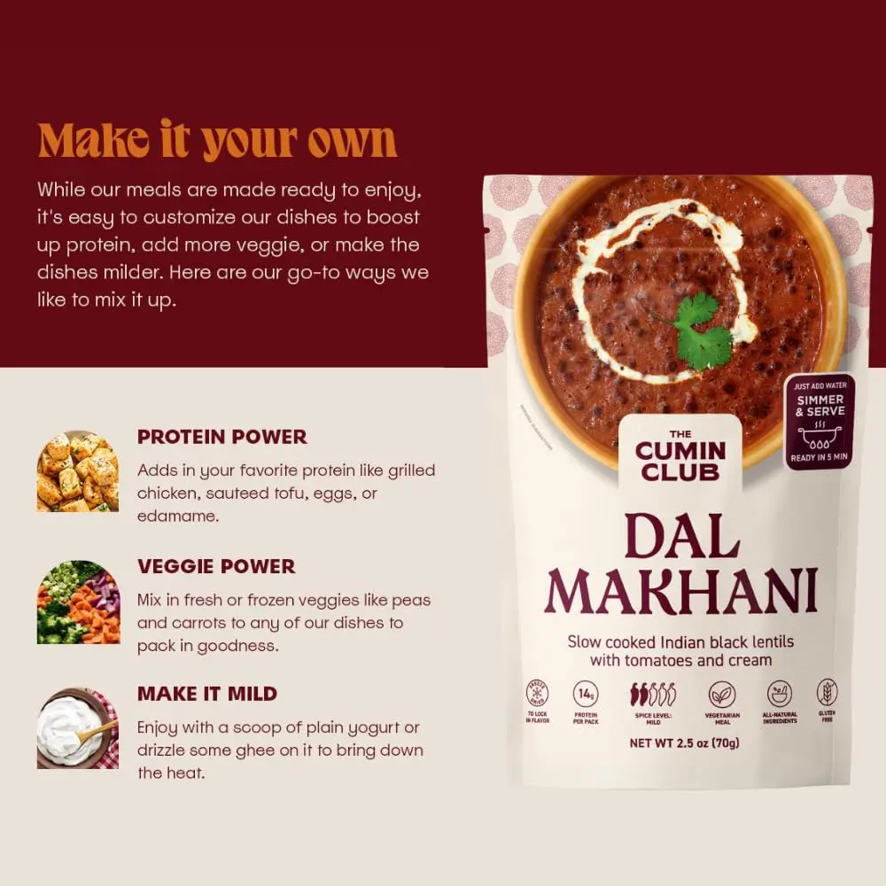 the cumin club Dal Makhani (Black Lentils) | Authentic Indian Ready-to-Eat Meal (Pack of 5) - view 5