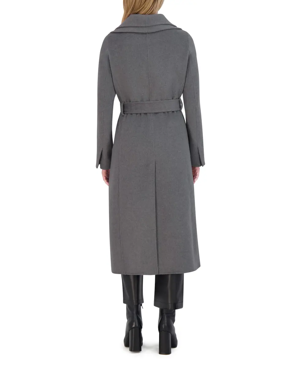 TAHARI Women's Elliot Slim Fit Wool Blend Wrap Coat, Ash, Small | Elegant Wool Coat for Work & Travel - view 4