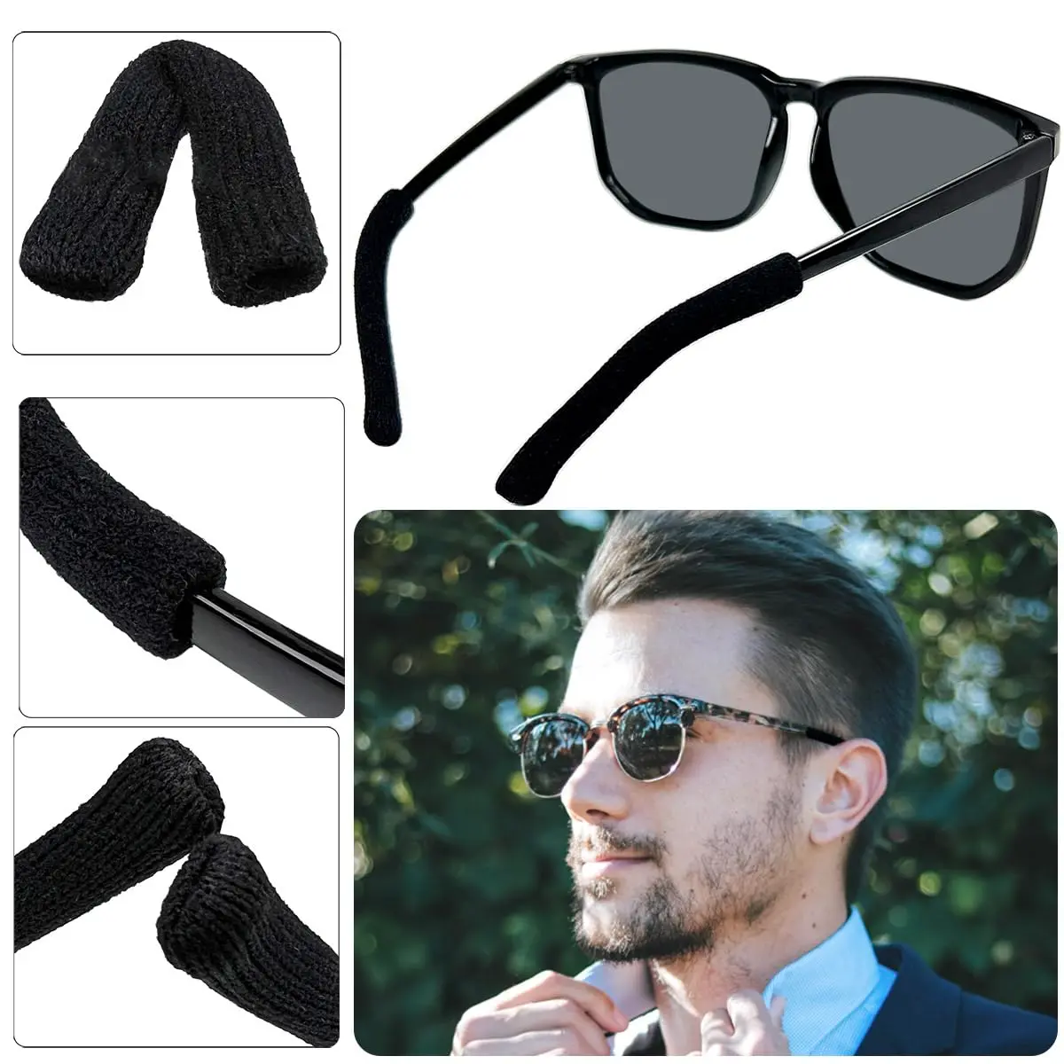Qoaimu Soft Cotton Glasses Ear Cushions | Anti-Slip Elastic Ear Pads for Eyeglasses Comfort - view 7