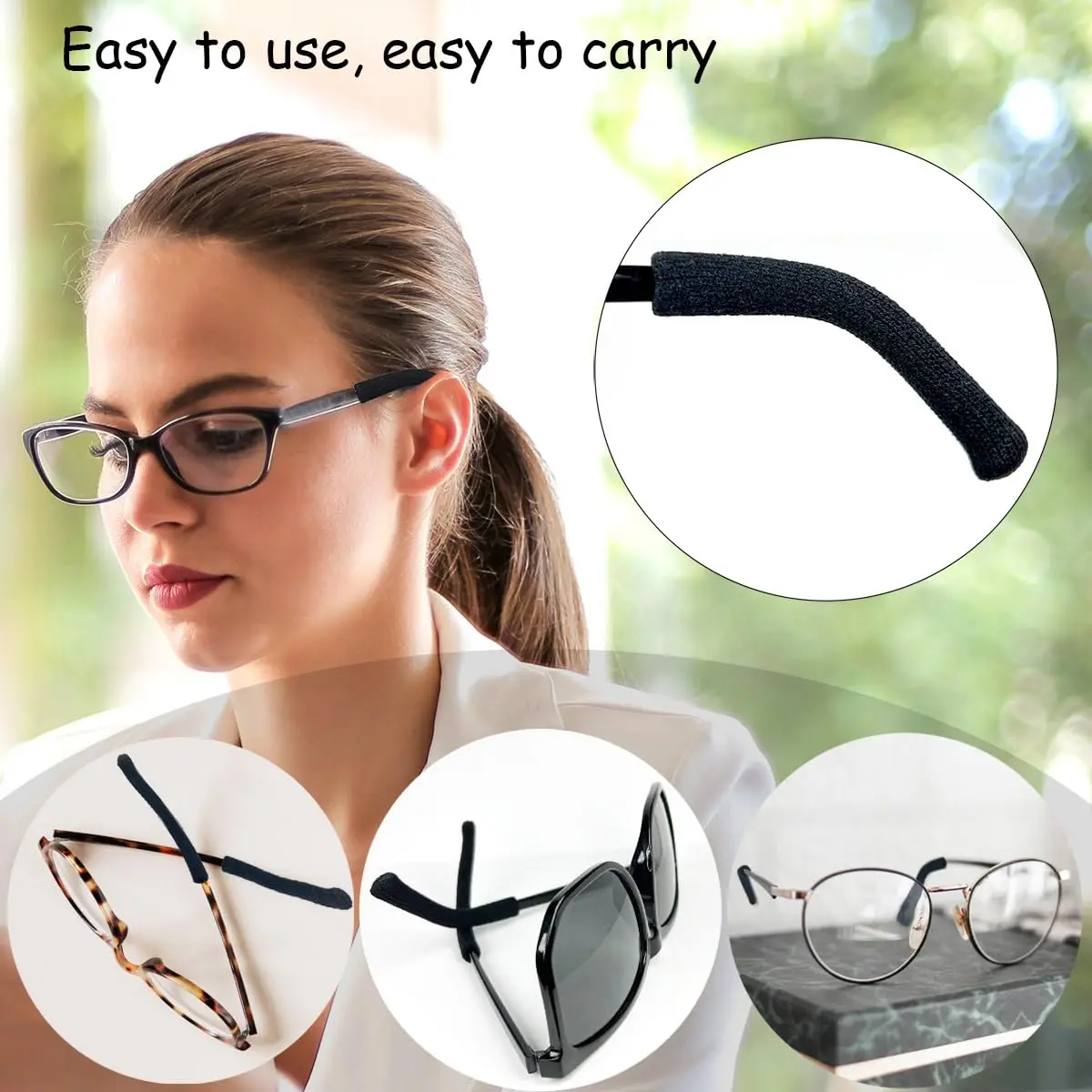 Qoaimu Soft Cotton Glasses Ear Cushions | Anti-Slip Elastic Ear Pads for Eyeglasses Comfort - view 3