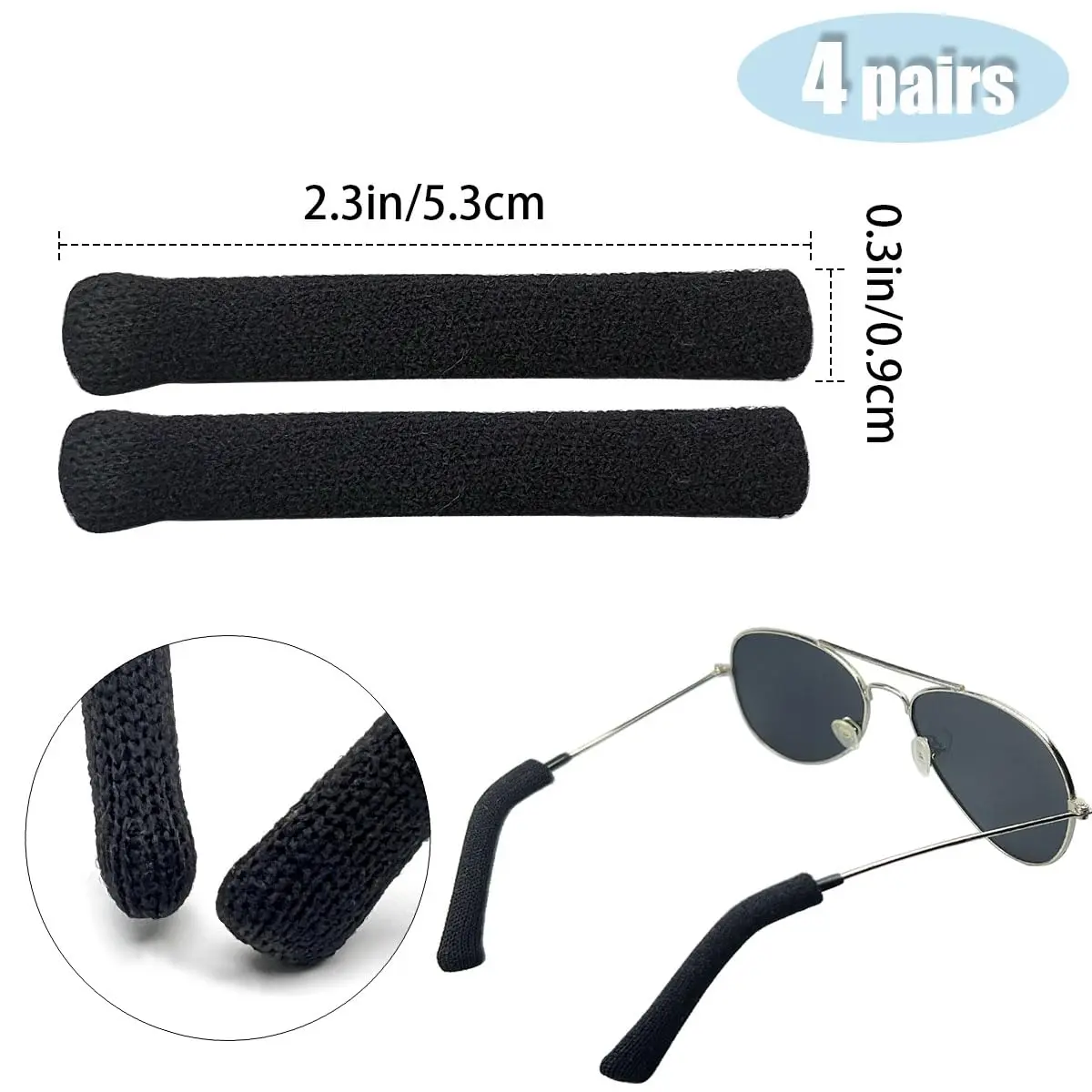Qoaimu Soft Cotton Glasses Ear Cushions | Anti-Slip Elastic Ear Pads for Eyeglasses Comfort - view 4