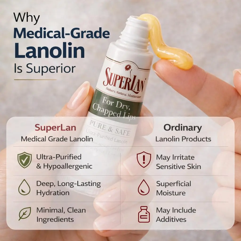 superlan Organic Lanolin Lip Balm 3-Pack & Nipple Cream | Deep Hydration for Dry Lips & Sensitive Skin - view 4