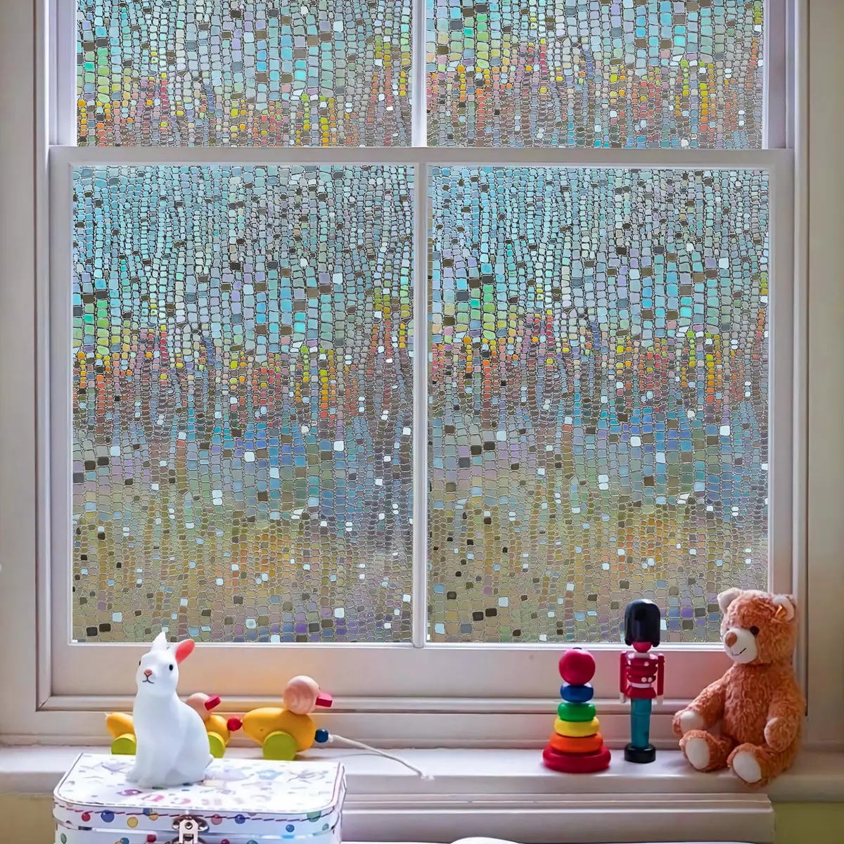 Beautysaid Window Privacy Film Stained Glass 3D Rainbow (Brown, 23.6x394in) | UV & Privacy Protection with Easy Reapplication - view 8