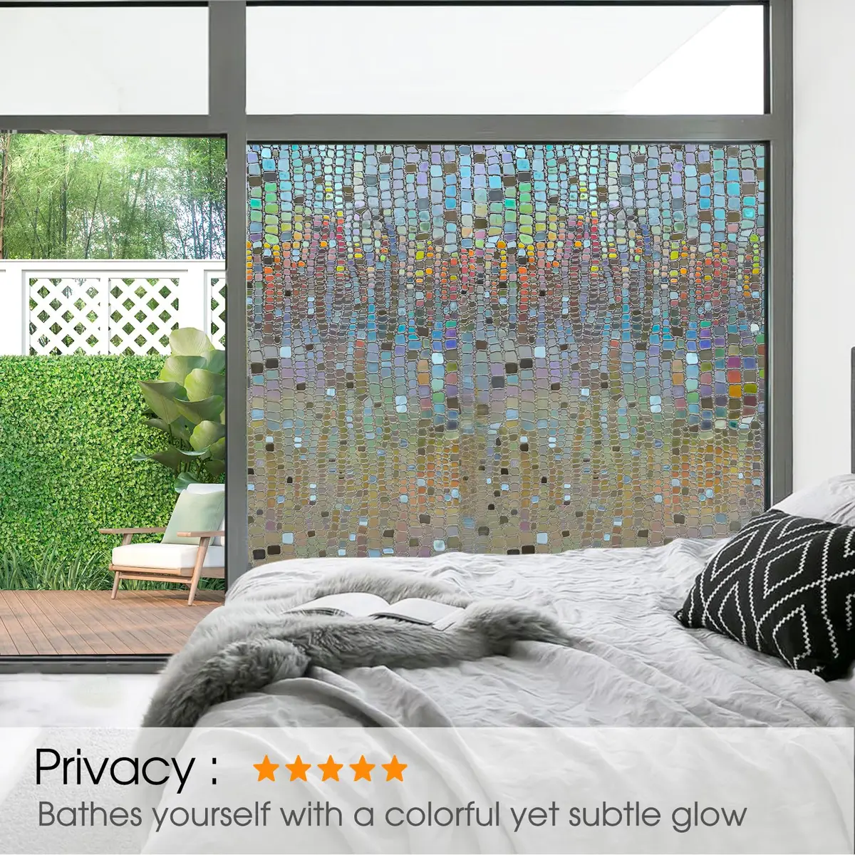 Beautysaid Window Privacy Film Stained Glass 3D Rainbow (Brown, 23.6x394in) | UV & Privacy Protection with Easy Reapplication - view 4