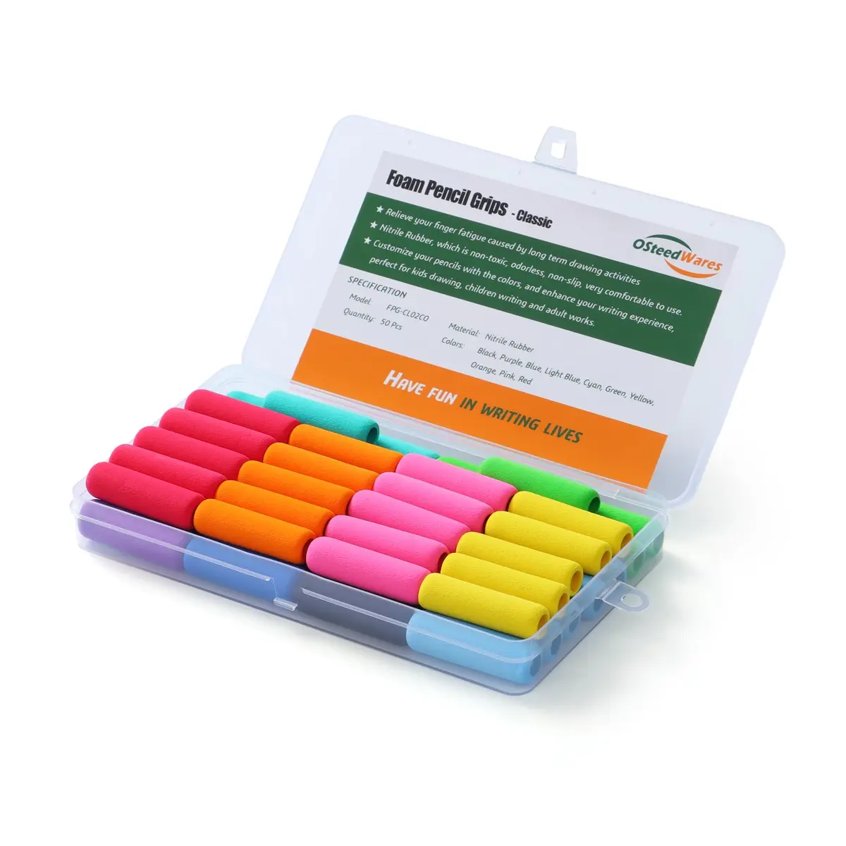 OSteed Foam Pencil Grips Bulk Pack of 50 | Ergonomic Writing Aid for Kids & Adults - view 5