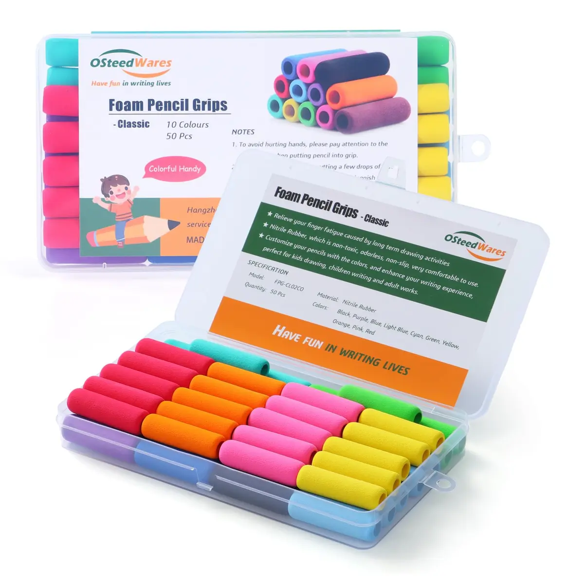OSteed Foam Pencil Grips Bulk Pack of 50 | Ergonomic Writing Aid for Kids & Adults - view 7