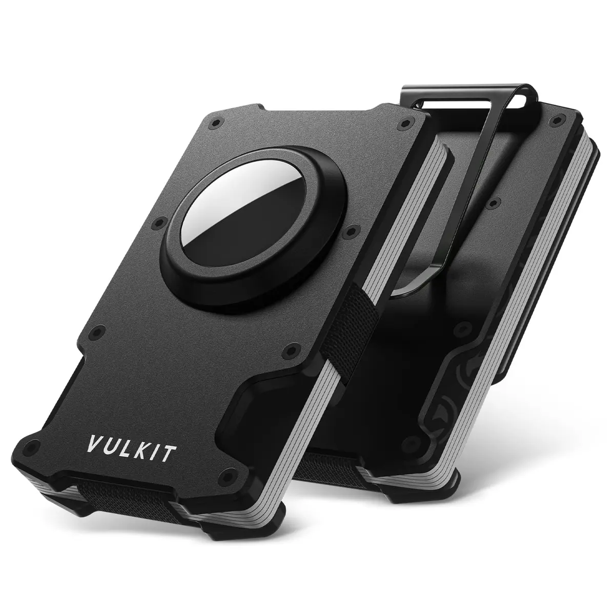 VULKIT Minimalist Slim Wallet for Men with Money Clip RFID Blocking & AirTag Holder, Matte Black | Compact & Durable - main product image