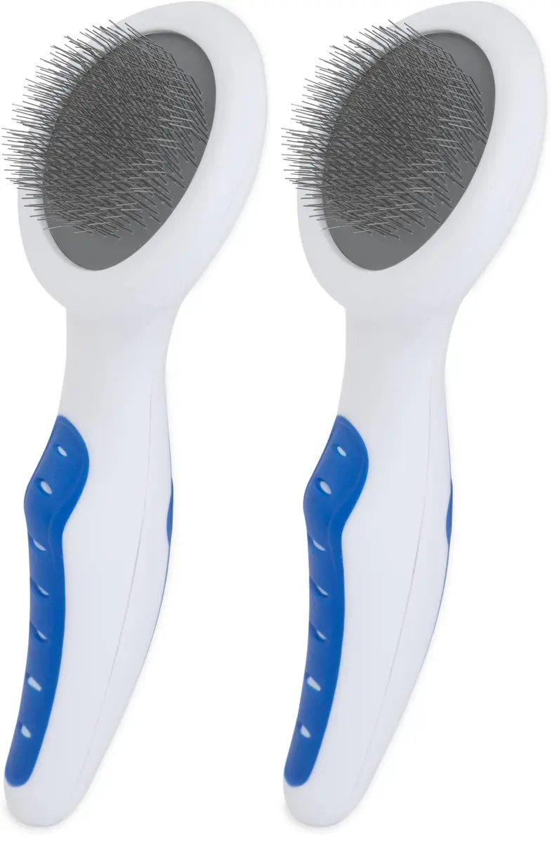 Petmate GripSoft Cat Brush, White/Blue | Ideal for Long & Short Haired Cats, Undercoat Removal - main product image