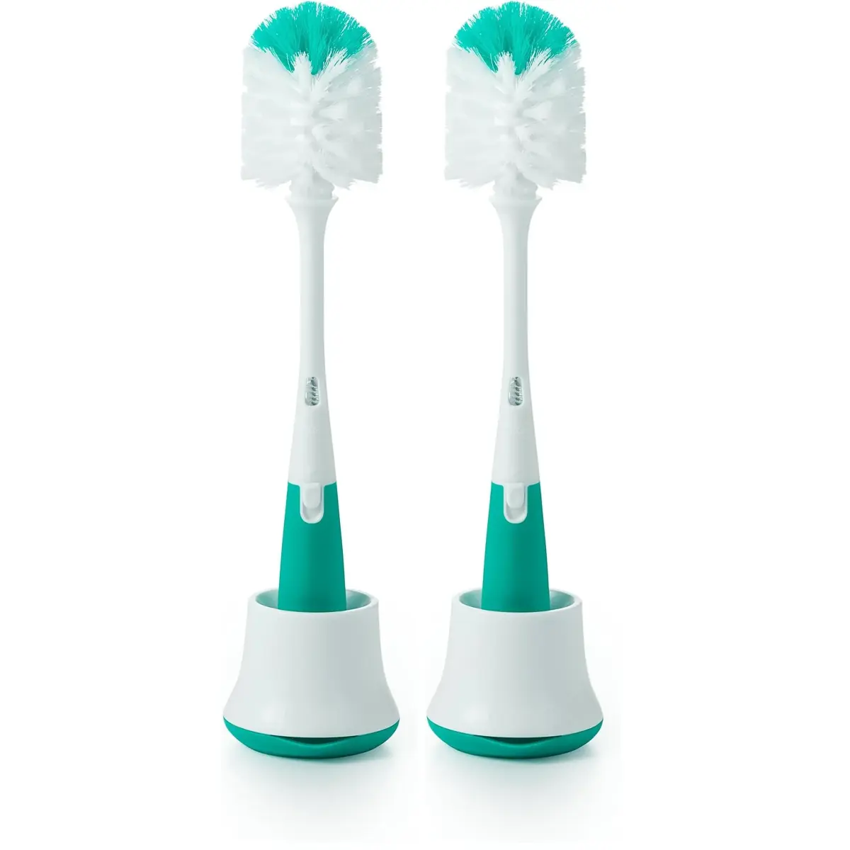 OXO Tot Bottle Brush with Nipple Cleaner and Stand - Teal, 2-Pack | BPA-Free Silicone Bristles - main product image