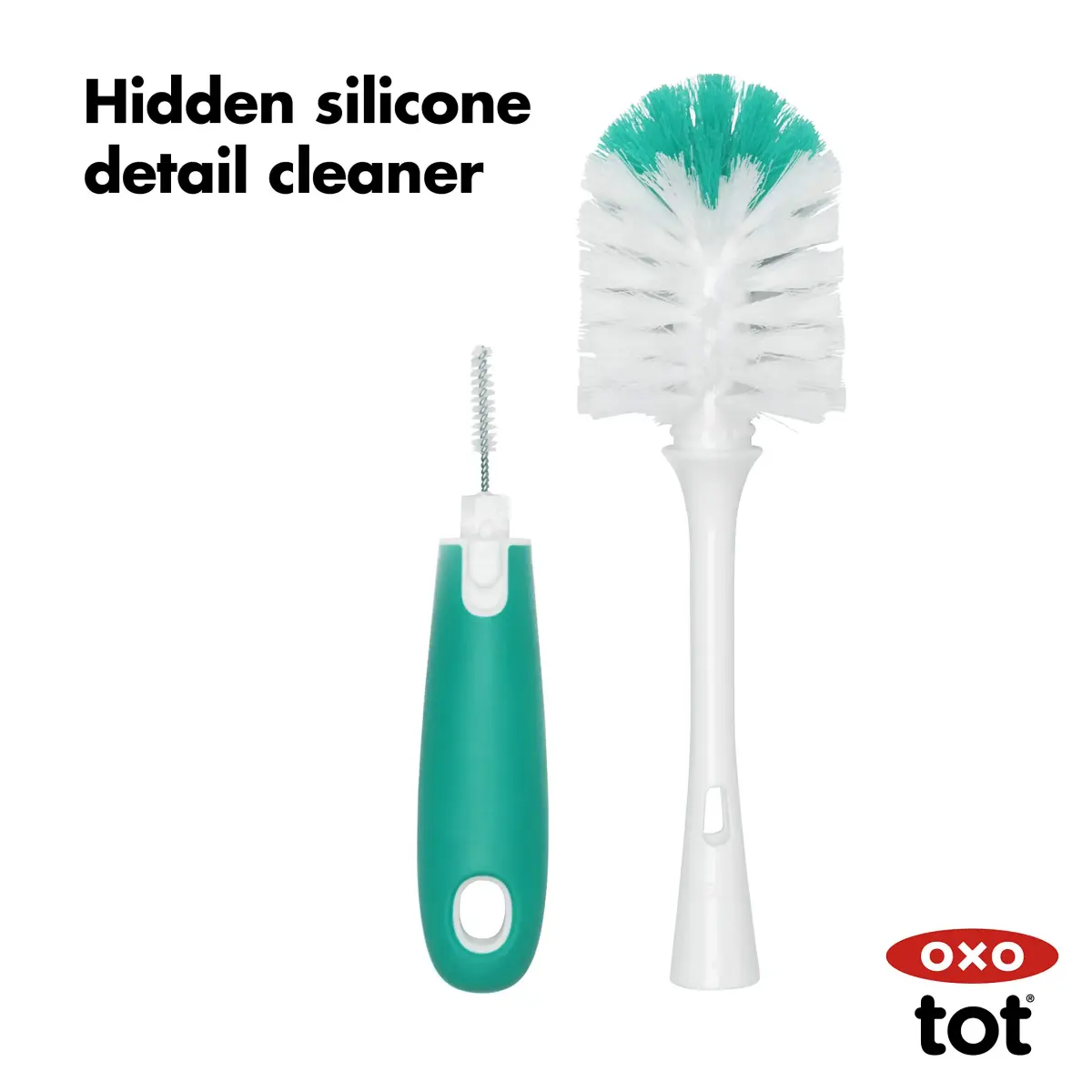 OXO Tot Bottle Brush with Nipple Cleaner and Stand - Teal, 2-Pack | BPA-Free Silicone Bristles - view 3