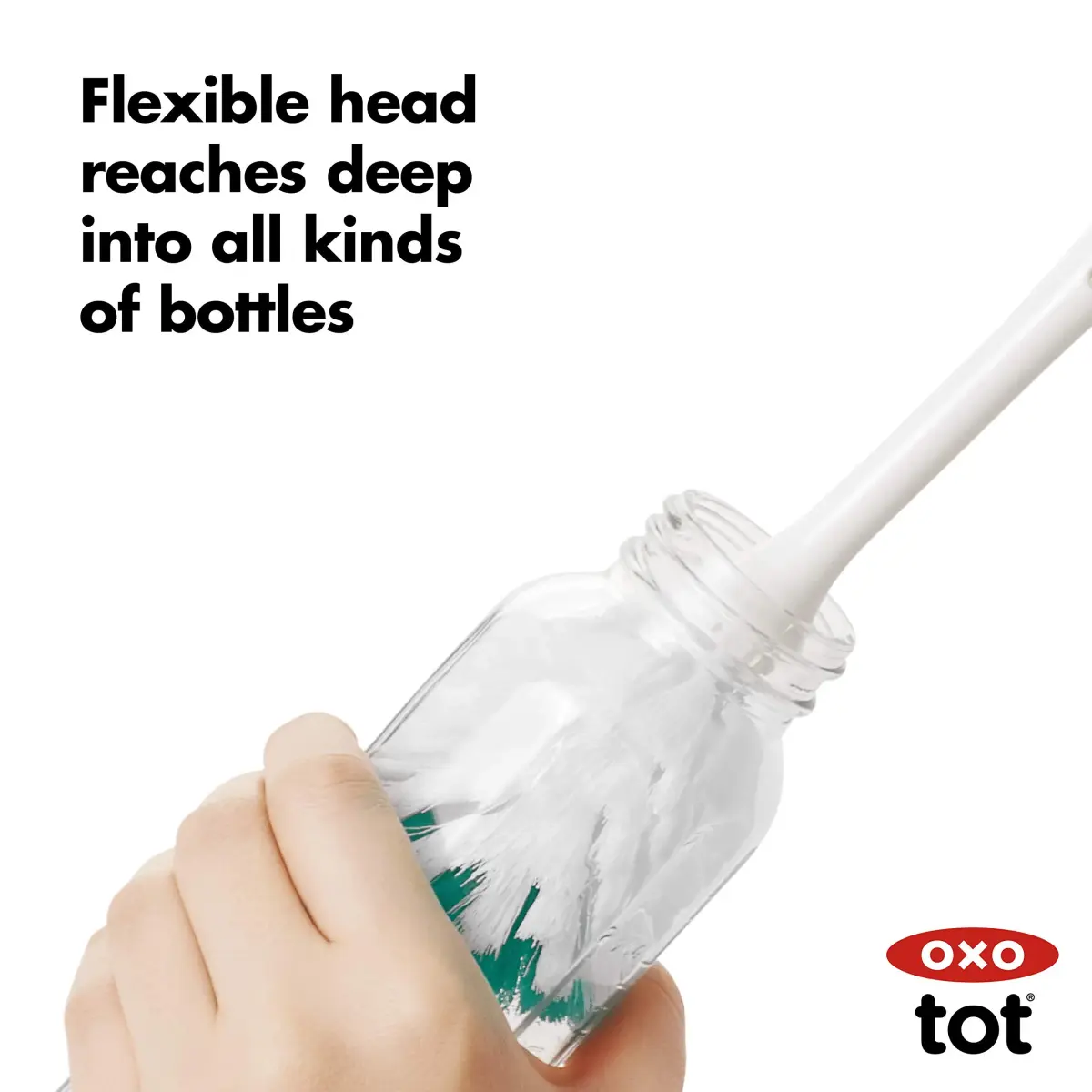 OXO Tot Bottle Brush with Nipple Cleaner and Stand - Teal, 2-Pack | BPA-Free Silicone Bristles - view 4