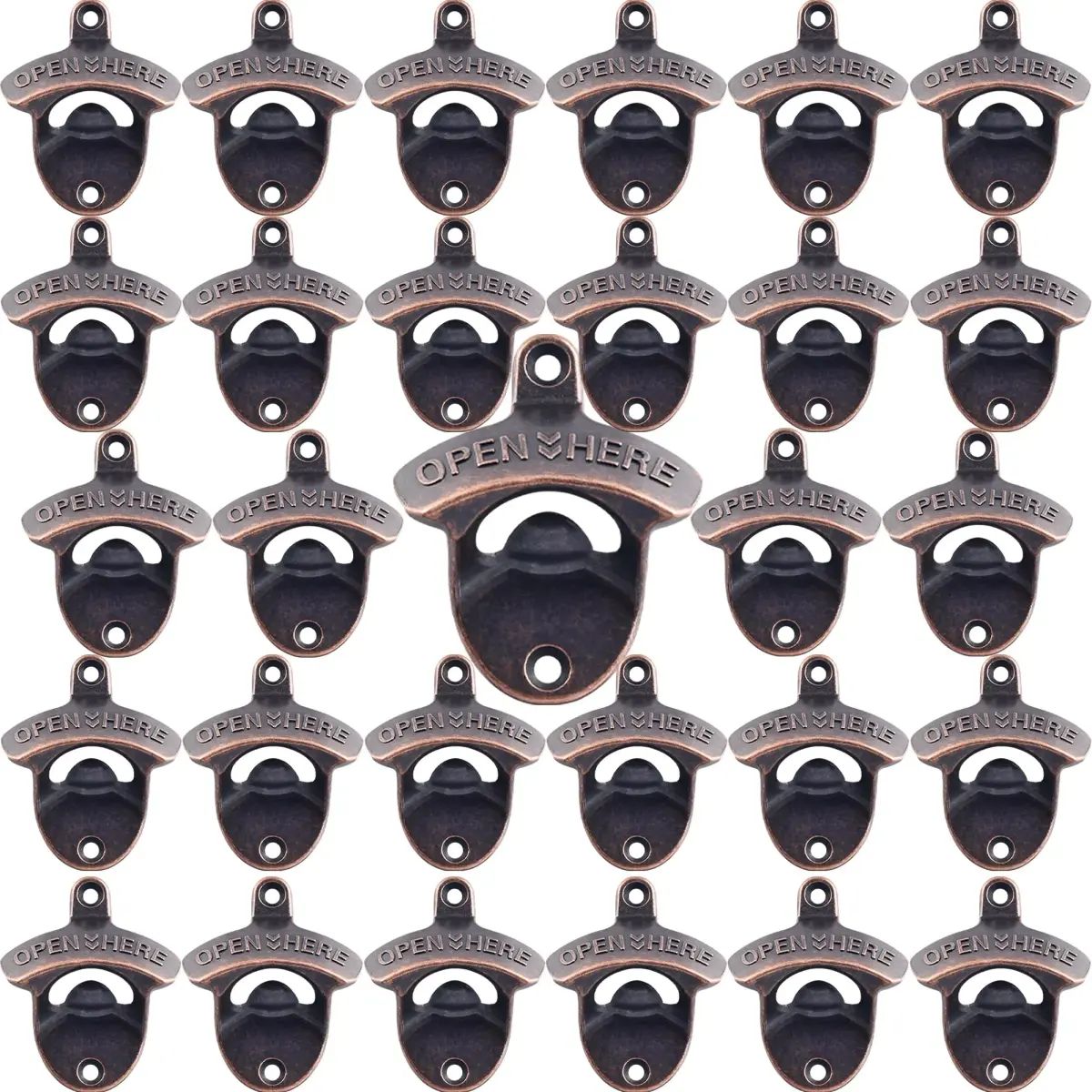 HAIICEN 30 PCS Rustic Beer Bottle Cap Opener Wall Mounted Antique Copper | 8.1 cm (3.15 in) Opener, 30-Pack - main product image