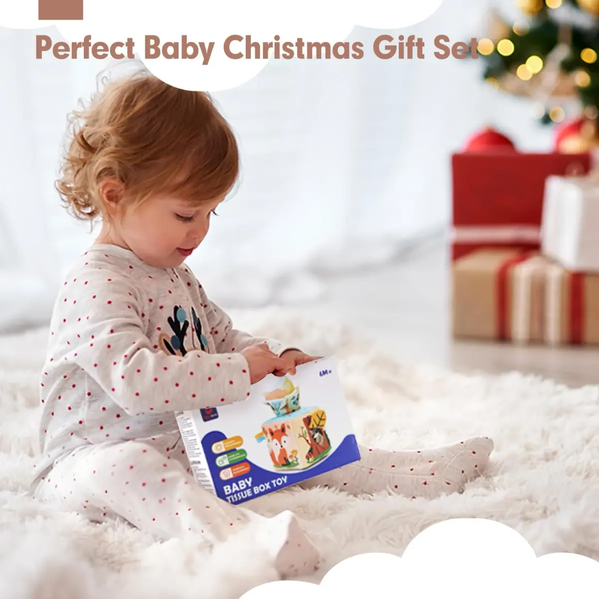 hahaland Montessori Tissue Box Toy | Sensory Pulling Play Scarf Soft Box, Crinkle Paper, Mirror, Tag for Babies Boy Girl Gifts Must Haves 1 Year Old Birthday Gift - view 9