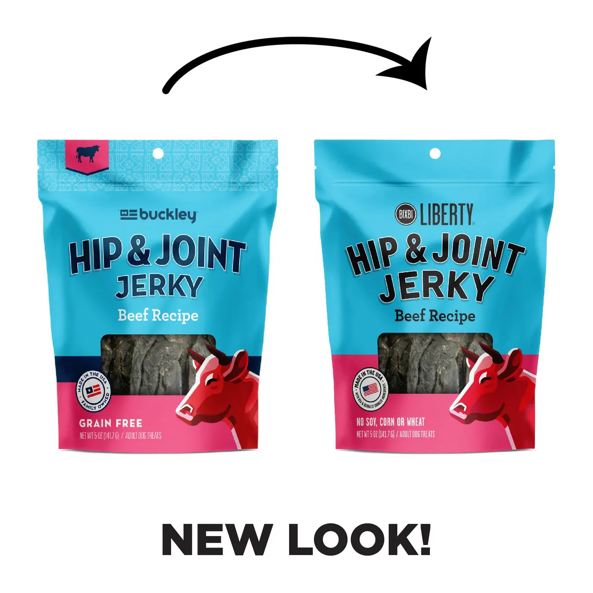BIXBI Buckley Dog Jerky Treats Beef Recipe 5 oz (Pack of 3) Supports Hip & Joint Health - view 3