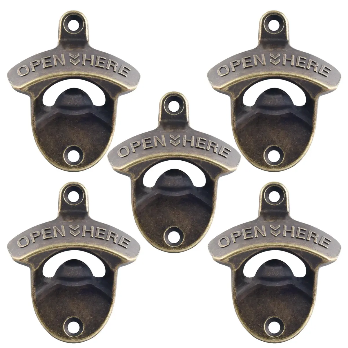 HAIICEN Retro Beer Bottle Top Opener Wall Mounted Stainless Bronze 5-Pack | Antique Bronze Finish - main product image