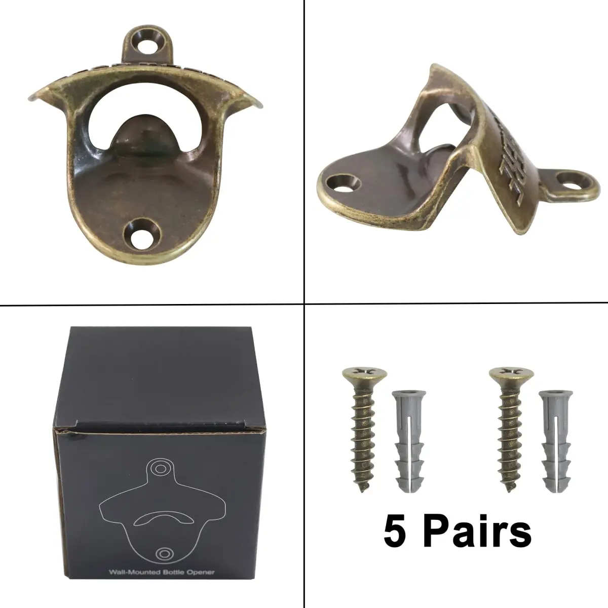 HAIICEN Retro Beer Bottle Top Opener Wall Mounted Stainless Bronze 5-Pack | Antique Bronze Finish - view 5