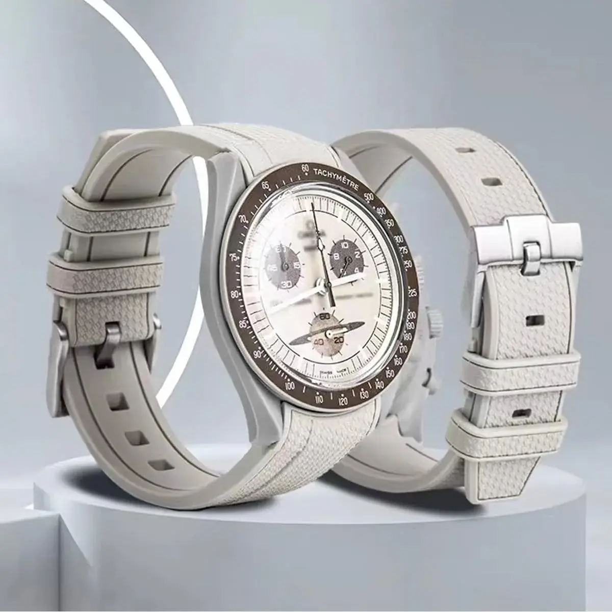 HEYOZURY Beige Silicone Watch Band for Omega x Swatch MoonSwatch 20mm | Classic Style - view 4