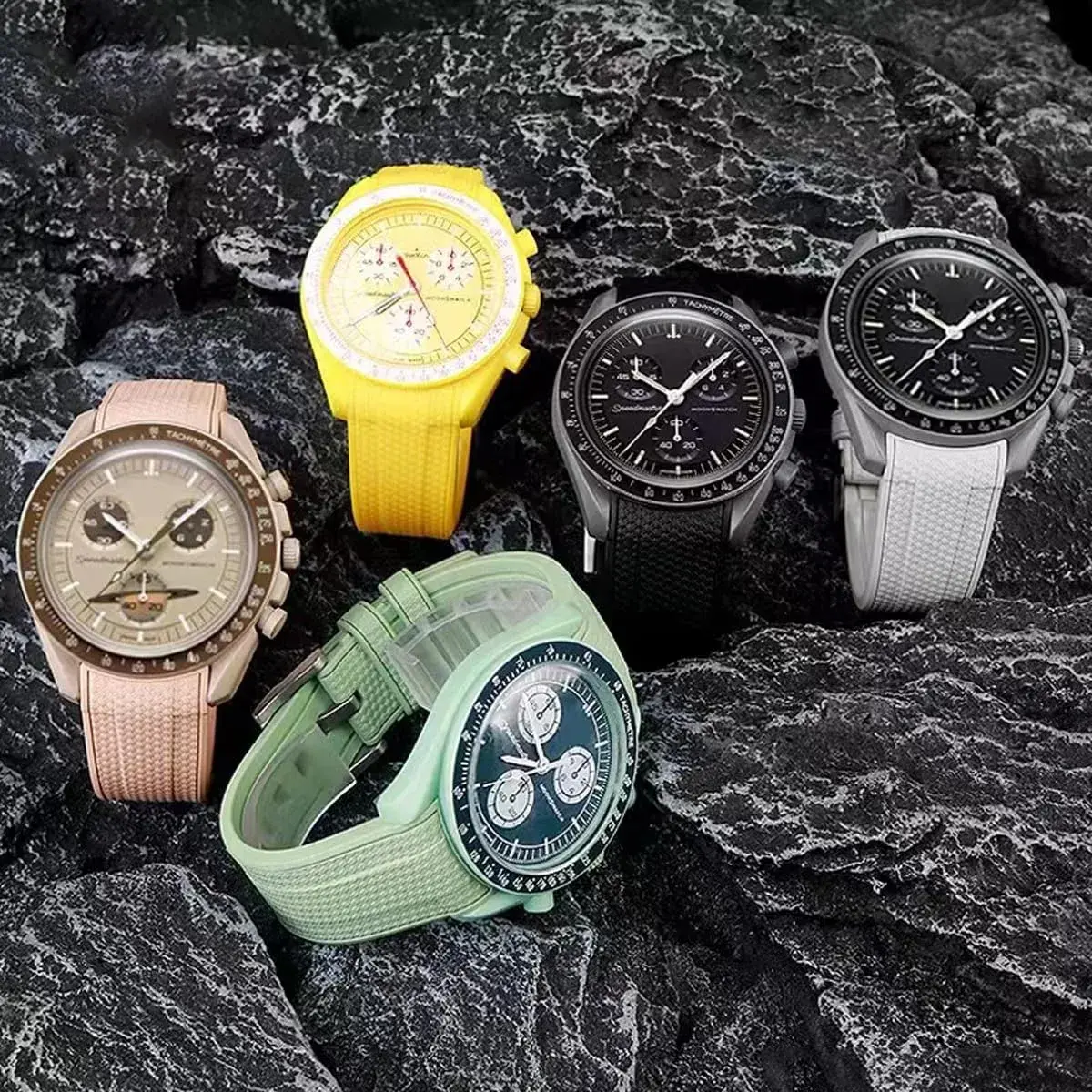 HEYOZURY Beige Silicone Watch Band for Omega x Swatch MoonSwatch 20mm | Classic Style - view 6