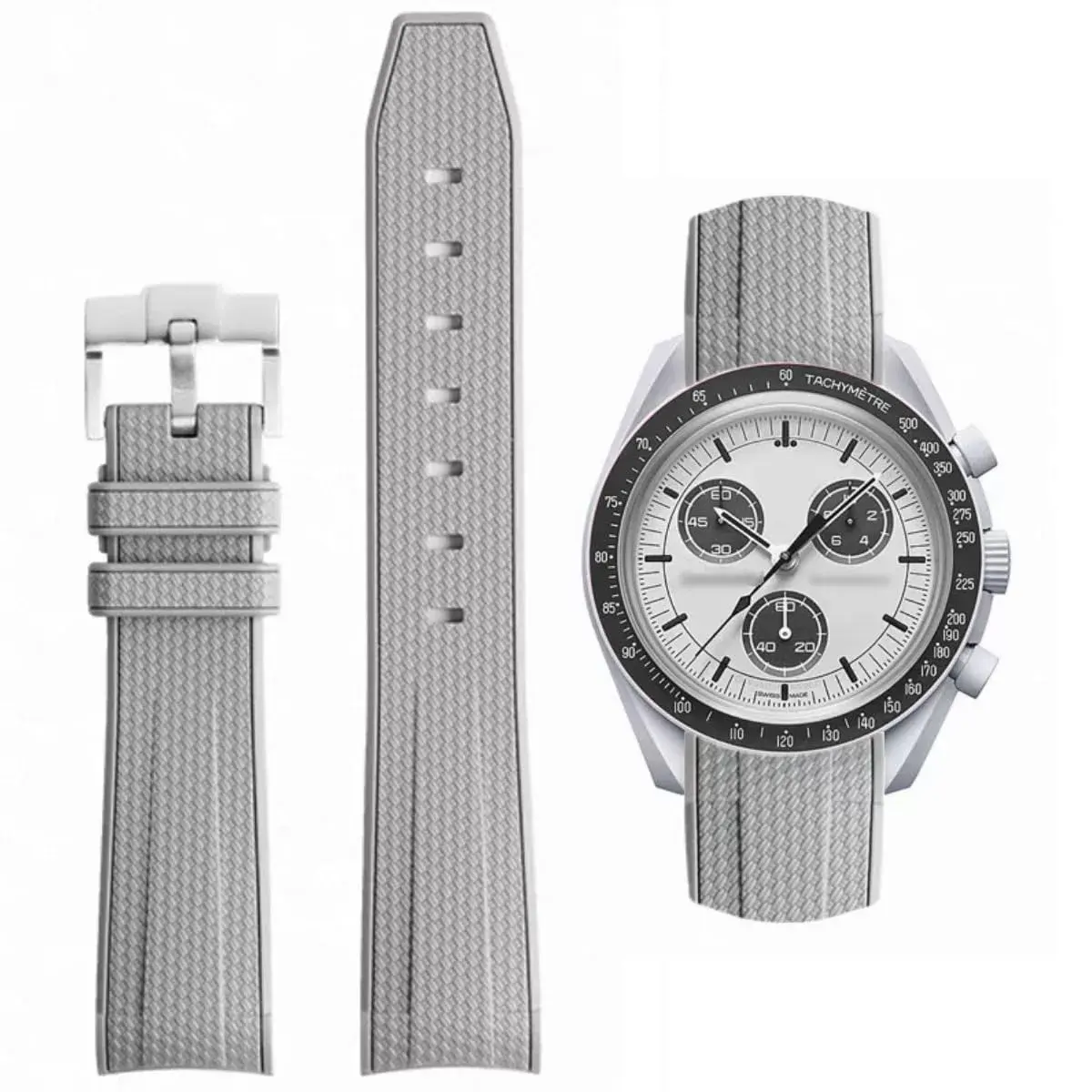 HEYOZURY Grey Silicone Watch Band for Omega x Swatch MoonSwatch 20mm | Classic Style - main product image