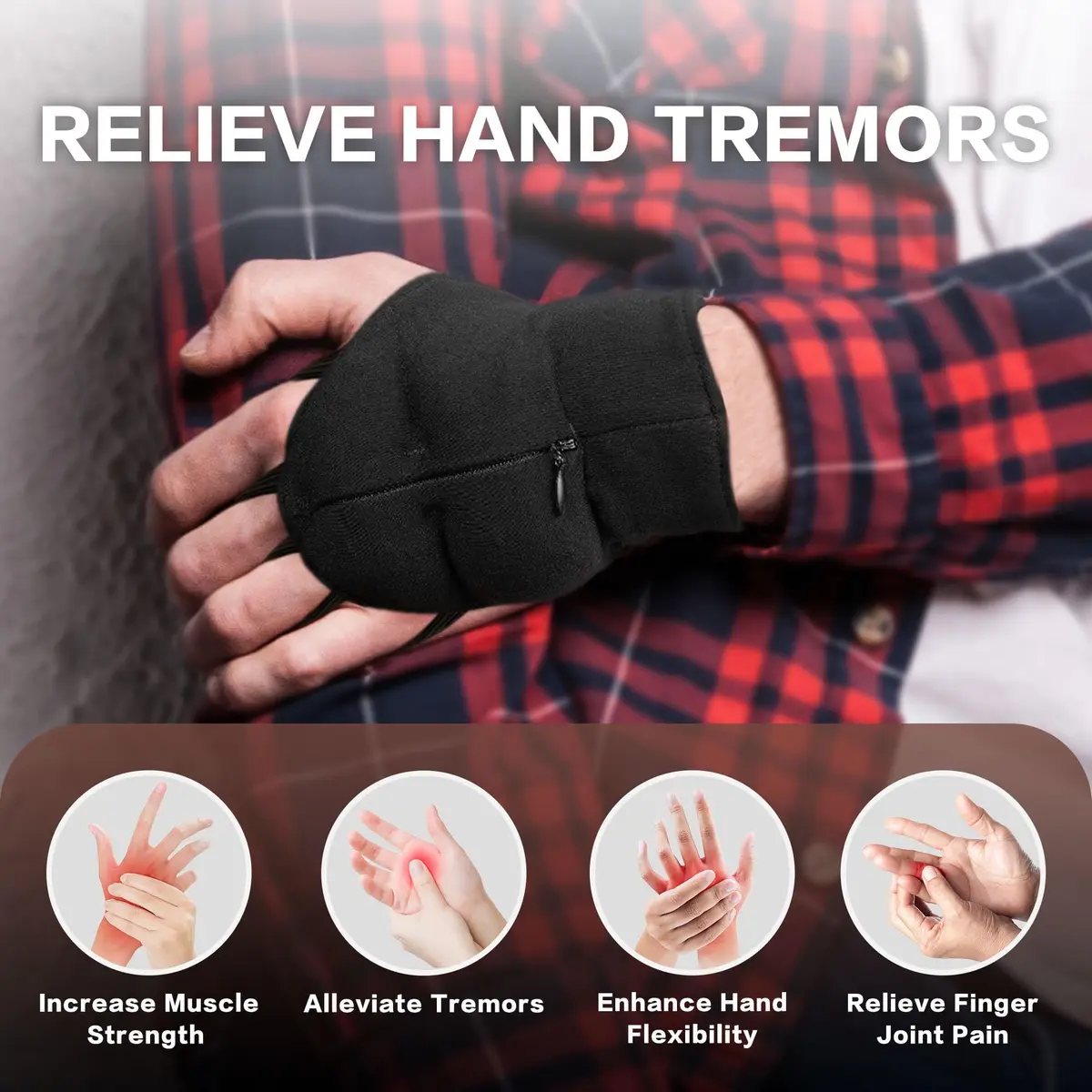 Bottle Pouch SteadyHand Weighted Gloves Medium Black | Stability Aid for Parkinson's Hand Tremors - view 3