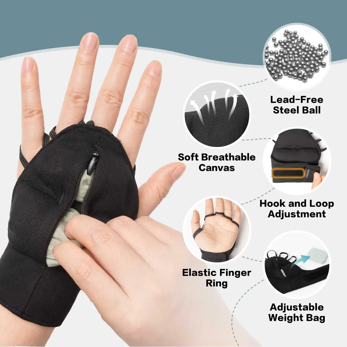 Bottle Pouch SteadyHand Weighted Gloves Medium Black | Stability Aid for Parkinson's Hand Tremors - view 4