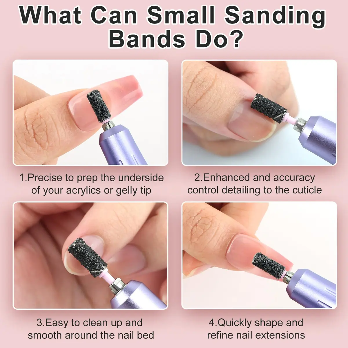 C12rtive 100PCS #240 Grit Sanding Bands with 2 Mandrel Bits | Extra Fine Grit for Acrylic & Gel Nails - view 5