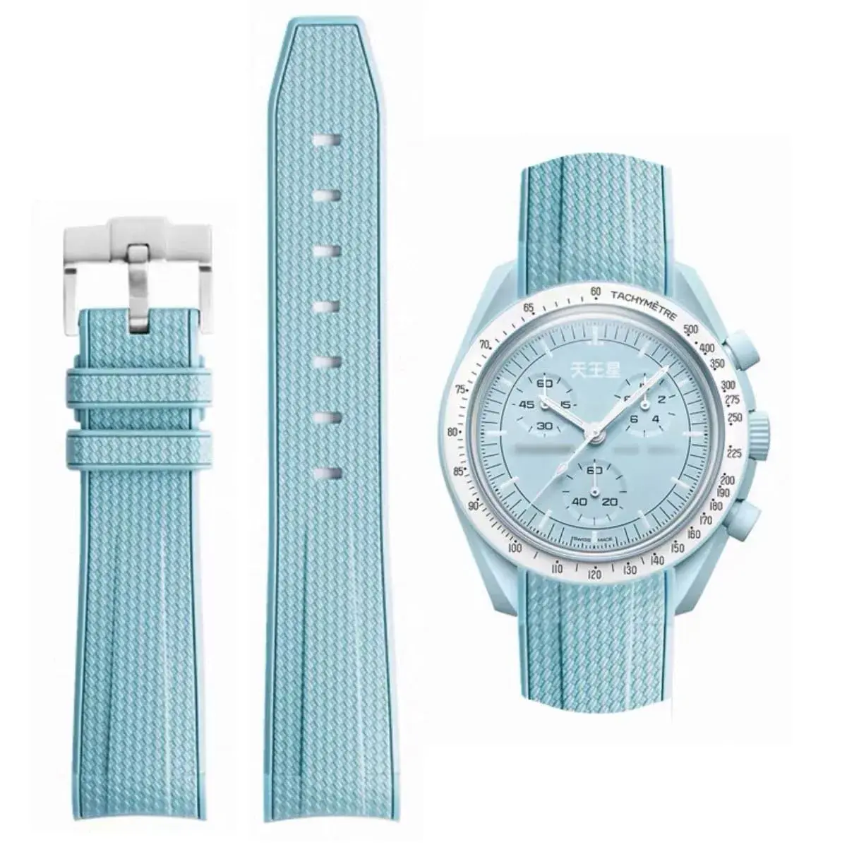 HEYOZURY Light Blue 20mm Silicone Watch Band for Omega x Swatch MoonSwatch | Classic Style - main product image