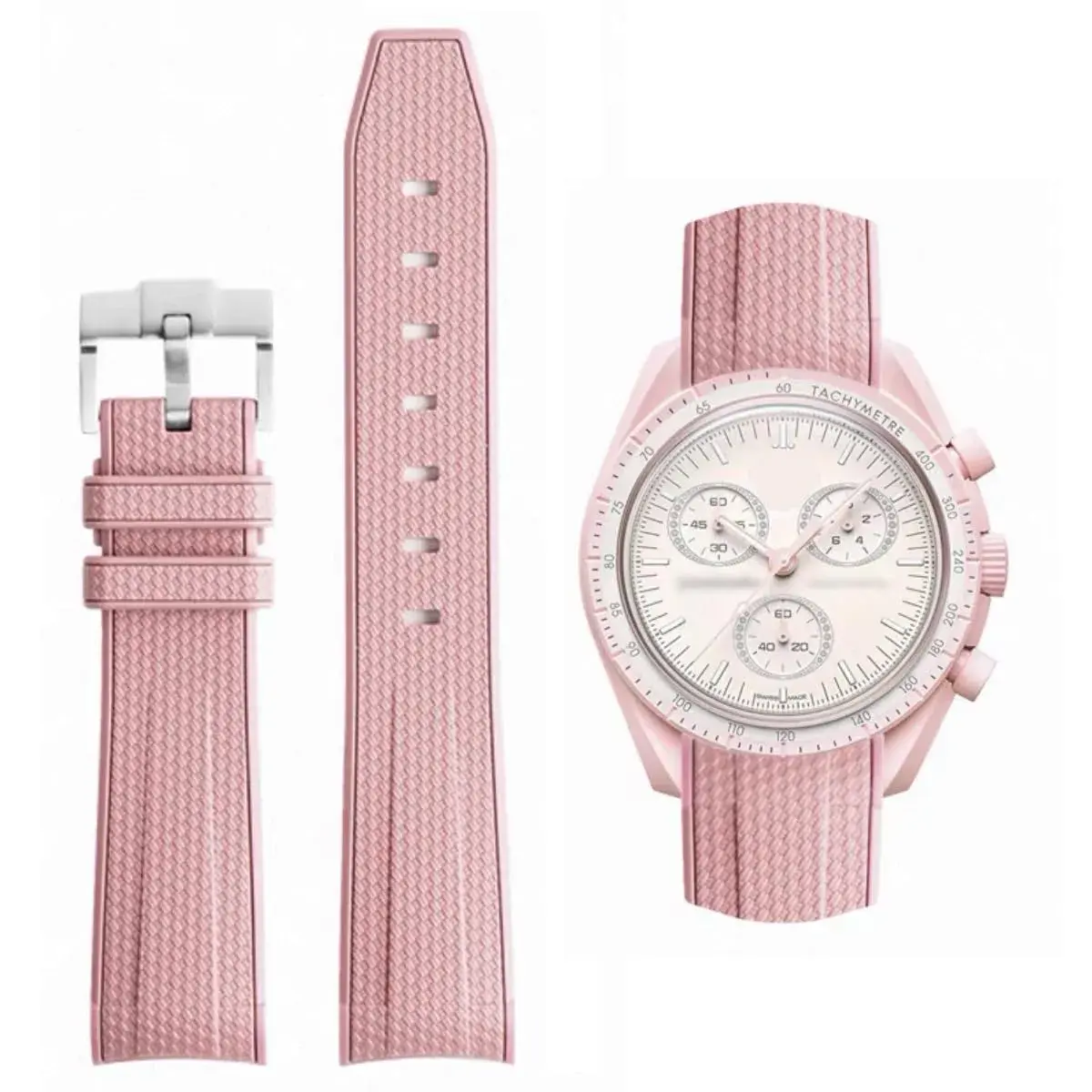 HEYOZURY Pink Silicone Watch Band for Omega x Swatch MoonSwatch 20mm | Classic Style - main product image