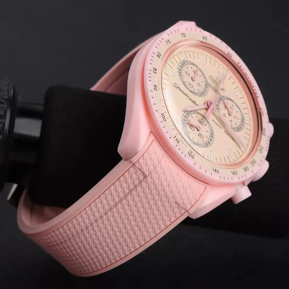 HEYOZURY Watch Band 20mm Silicone Pink | Compatible with Omega Swatch MoonSwatch Speedmaster - view 5