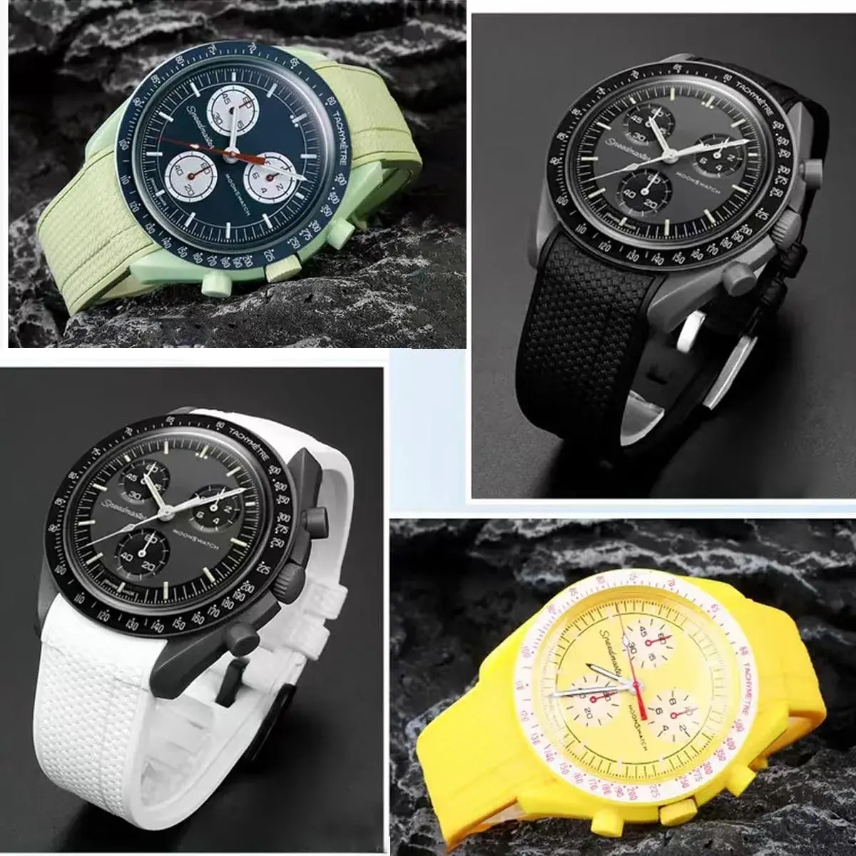 HEYOZURY Black Silicone Watch Band for Omega x Swatch MoonSwatch 20mm | Classic Style - view 5