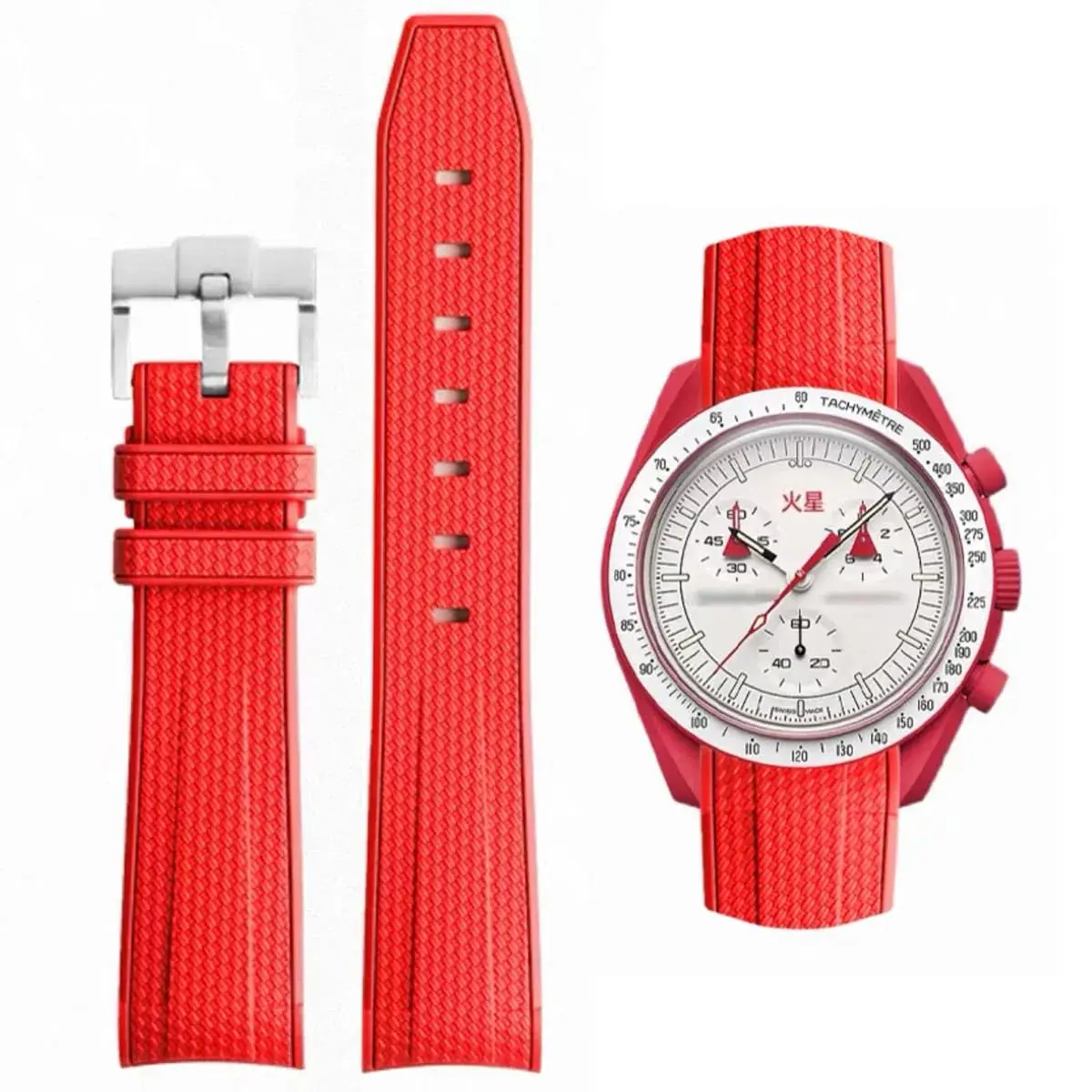 HEYOZURY Red 20mm Silicone Watch Band for Omega x Swatch MoonSwatch | Classic Style - main product image