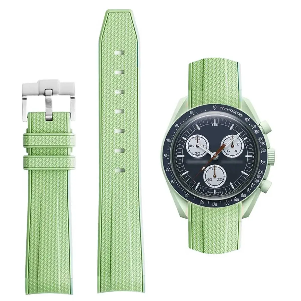HEYOZURY Light Green Silicone Watch Band for Omega x Swatch MoonSwatch 20mm | Classic Style - main product image