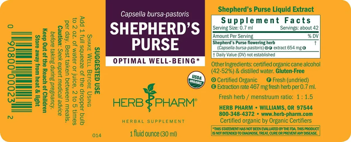 Herb Pharm Certified Organic Shepherd's Purse Liquid Extract 2 x 1 Fl Oz | Rapid Absorption & Organic Grown - view 7