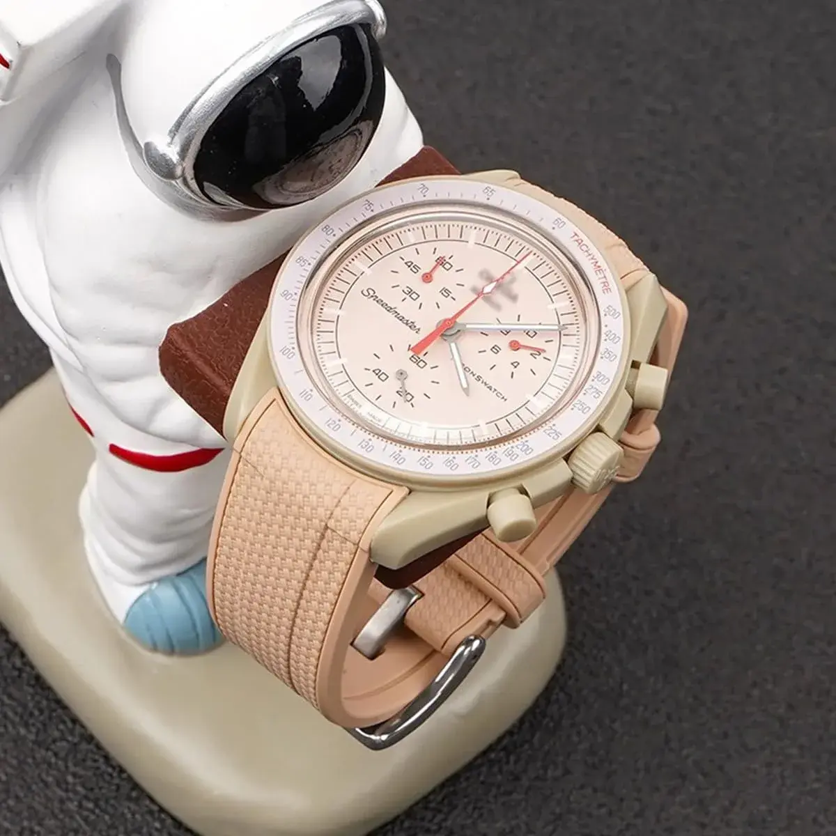 HEYOZURY Light Brown 20mm Silicone Watch Band for Omega x Swatch MoonSwatch | Classic Style - view 4